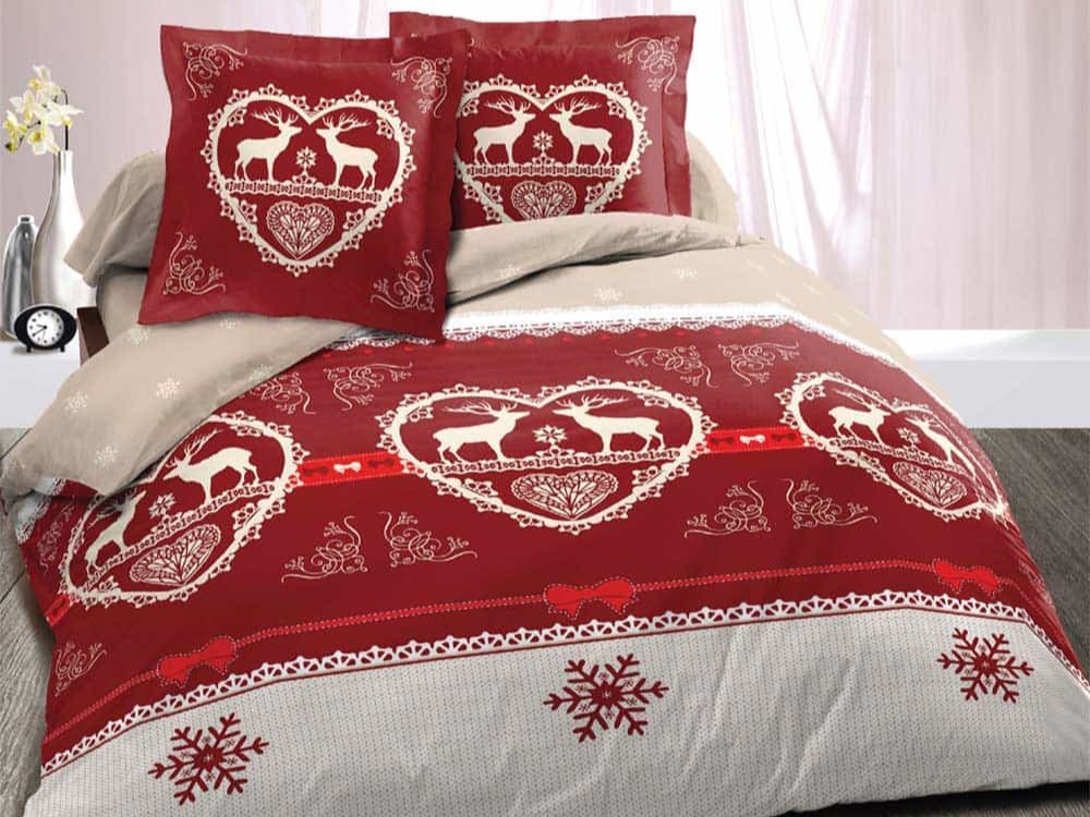 Housse de couette montagne rouge 220x240
